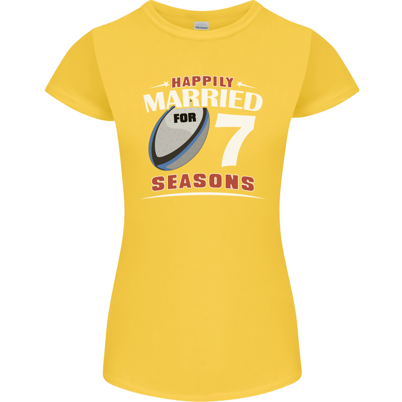 7 Year Wedding Anniversary 7th Rugby Womens Petite Cut T-Shirt Yellow