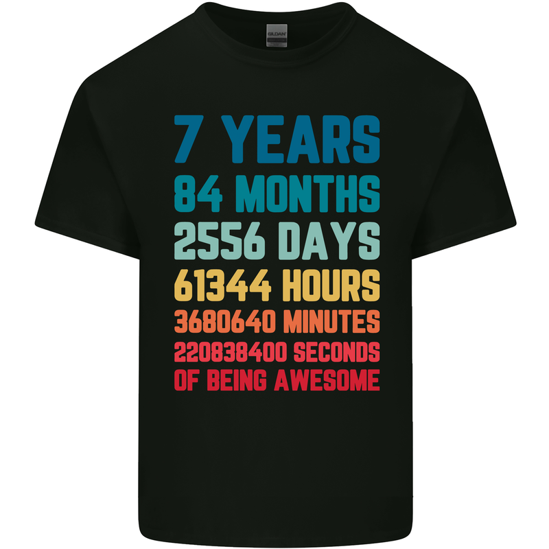 7th Birthday 7 Year Old Kids T-Shirt Childrens Black