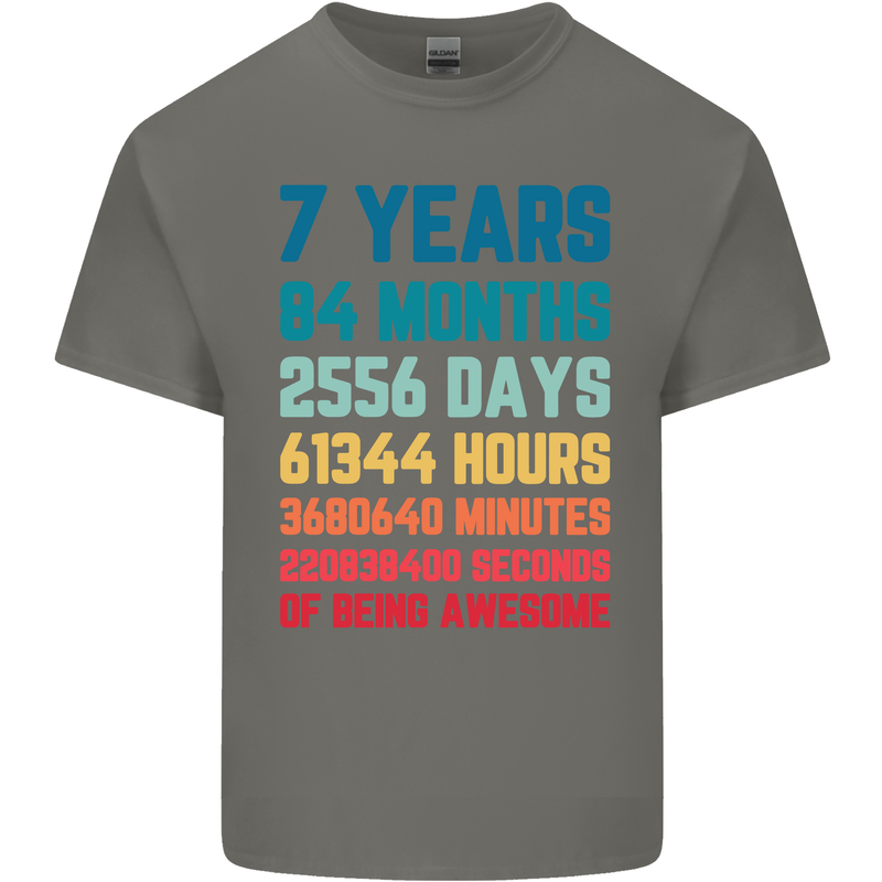 7th Birthday 7 Year Old Kids T-Shirt Childrens Charcoal