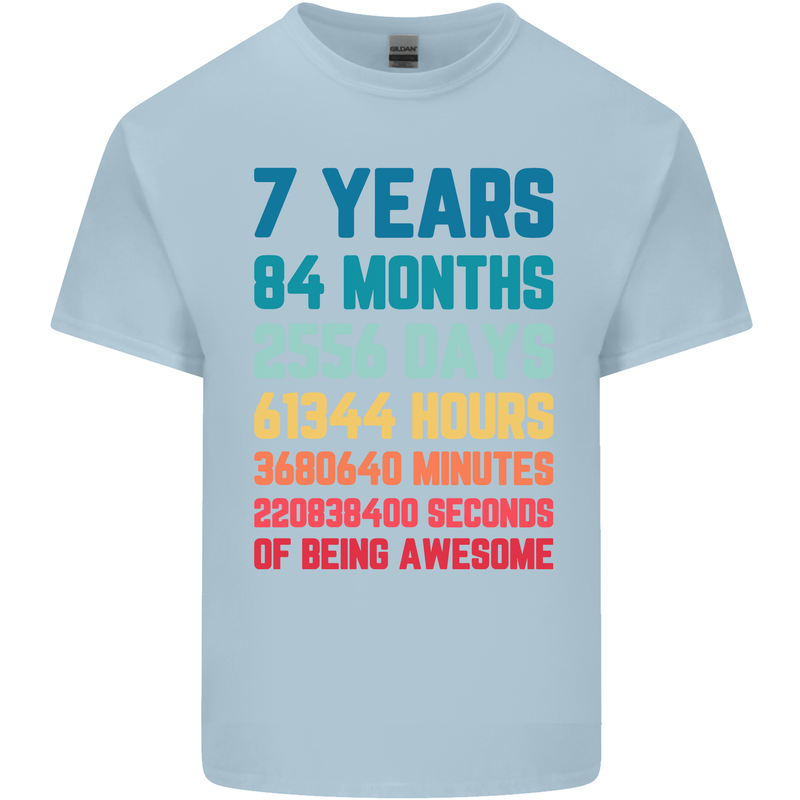 7th Birthday 7 Year Old Kids T-Shirt Childrens Light Blue