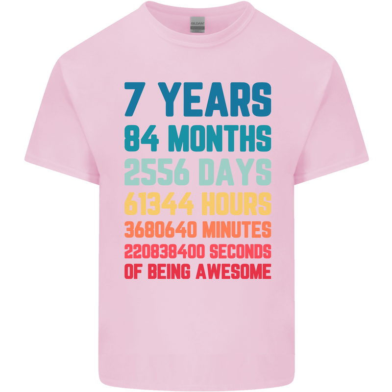 7th Birthday 7 Year Old Kids T-Shirt Childrens Light Pink