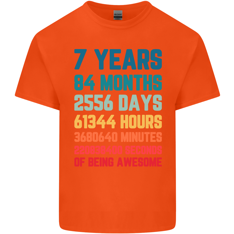 7th Birthday 7 Year Old Kids T-Shirt Childrens Orange