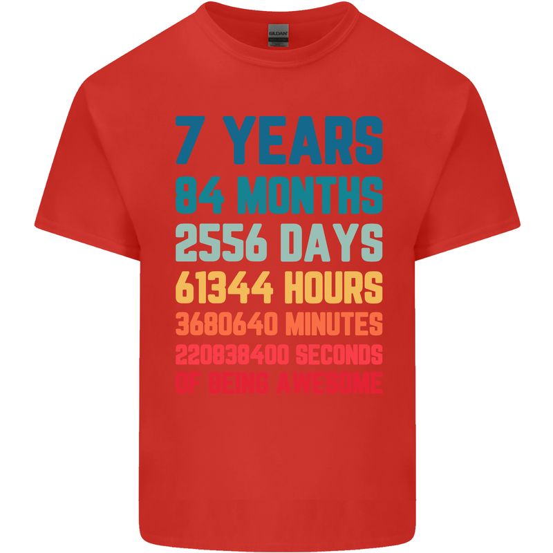 7th Birthday 7 Year Old Kids T-Shirt Childrens Red