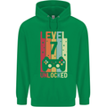 7th Birthday 7 Year Old Level Up Gamming Childrens Kids Hoodie Irish Green