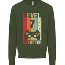 7th Birthday 7 Year Old Level Up Gamming Kids Sweatshirt Jumper Forest Green