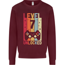 7th Birthday 7 Year Old Level Up Gamming Kids Sweatshirt Jumper Maroon