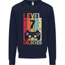 7th Birthday 7 Year Old Level Up Gamming Kids Sweatshirt Jumper Navy Blue