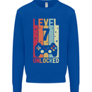 7th Birthday 7 Year Old Level Up Gamming Kids Sweatshirt Jumper Royal Blue