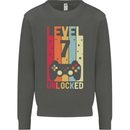 7th Birthday 7 Year Old Level Up Gamming Kids Sweatshirt Jumper Storm Grey