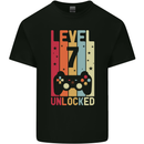 7th Birthday 7 Year Old Level Up Gamming Kids T-Shirt Childrens Black