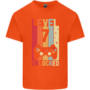 7th Birthday 7 Year Old Level Up Gamming Kids T-Shirt Childrens Orange