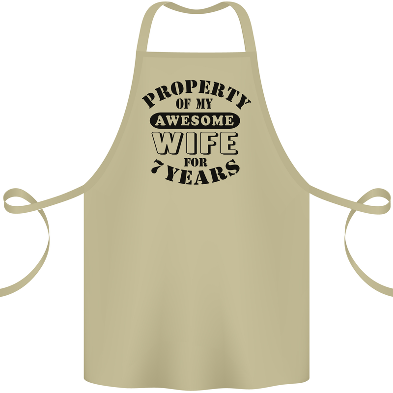 7th Wedding Anniversary 7 Year Funny Wife Cotton Apron 100% Organic Khaki