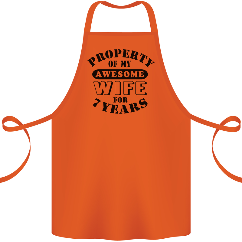 7th Wedding Anniversary 7 Year Funny Wife Cotton Apron 100% Organic Orange