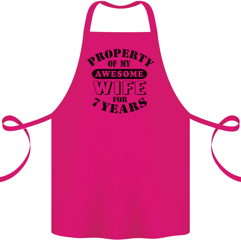 7th Wedding Anniversary 7 Year Funny Wife Cotton Apron 100% Organic Pink