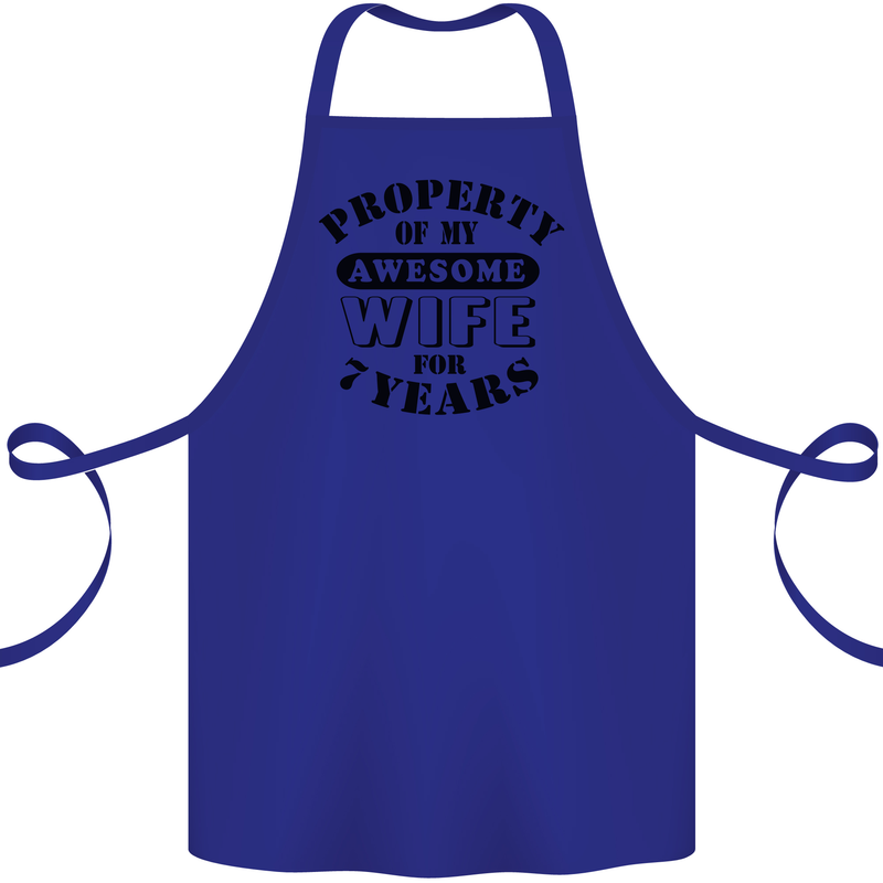 7th Wedding Anniversary 7 Year Funny Wife Cotton Apron 100% Organic Royal Blue