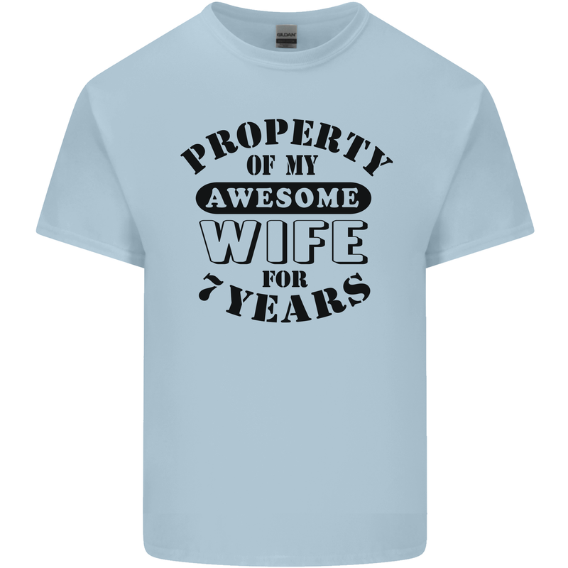 7th Wedding Anniversary 7 Year Funny Wife Mens Cotton T-Shirt Tee Top Light Blue