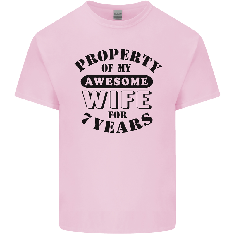 7th Wedding Anniversary 7 Year Funny Wife Mens Cotton T-Shirt Tee Top Light Pink