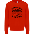 7th Wedding Anniversary 7 Year Funny Wife Mens Sweatshirt Jumper Bright Red