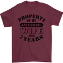 7th Wedding Anniversary 7 Year Funny Wife Mens T-Shirt 100% Cotton Maroon