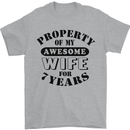 7th Wedding Anniversary 7 Year Funny Wife Mens T-Shirt 100% Cotton Sports Grey
