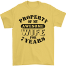 7th Wedding Anniversary 7 Year Funny Wife Mens T-Shirt 100% Cotton Yellow