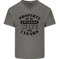 7th Wedding Anniversary 7 Year Funny Wife Mens V-Neck Cotton T-Shirt Charcoal