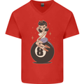 8-Ball Pinup Pool Mens V-Neck Cotton T-Shirt Red