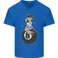 8-Ball Pinup Pool Mens V-Neck Cotton T-Shirt Royal Blue