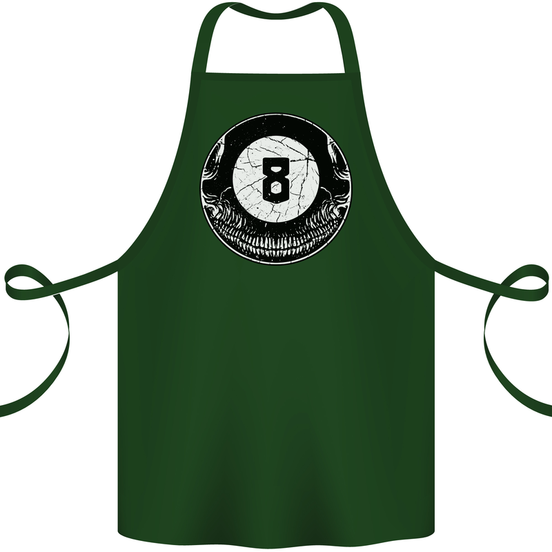 8-Ball Skull Pool Player 9-Ball Cotton Apron 100% Organic Forest Green