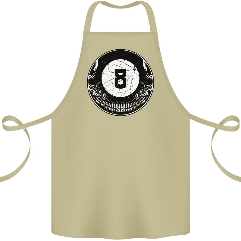 8-Ball Skull Pool Player 9-Ball Cotton Apron 100% Organic Khaki