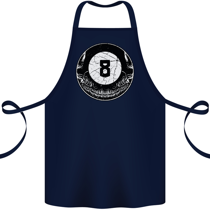 8-Ball Skull Pool Player 9-Ball Cotton Apron 100% Organic Navy Blue