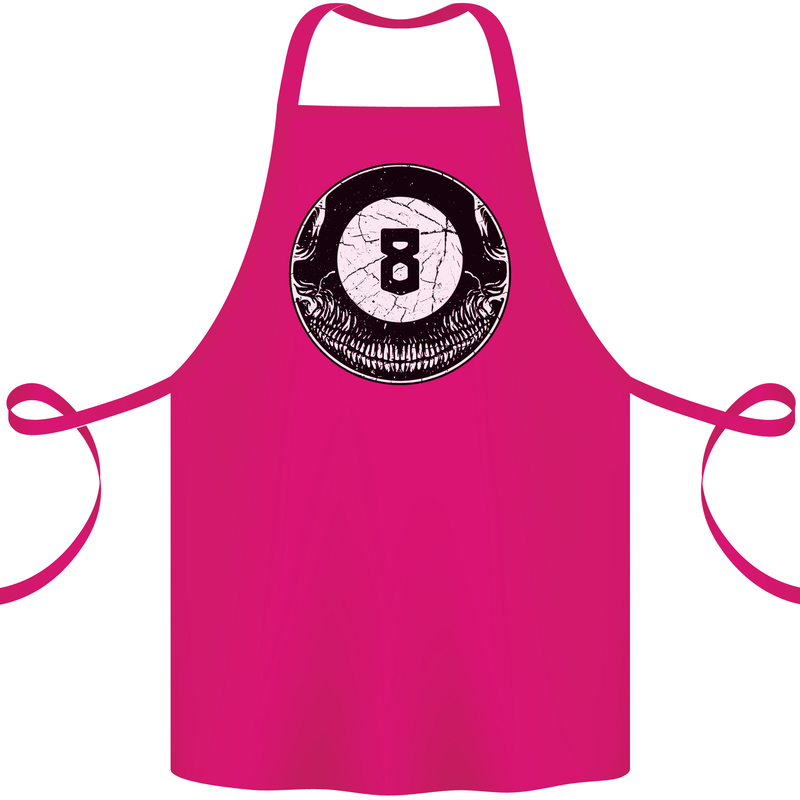 8-Ball Skull Pool Player 9-Ball Cotton Apron 100% Organic Pink