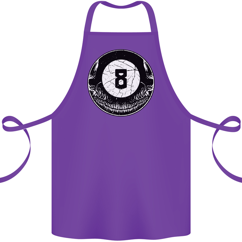 8-Ball Skull Pool Player 9-Ball Cotton Apron 100% Organic Purple