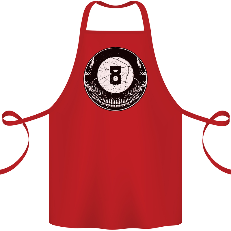 8-Ball Skull Pool Player 9-Ball Cotton Apron 100% Organic Red