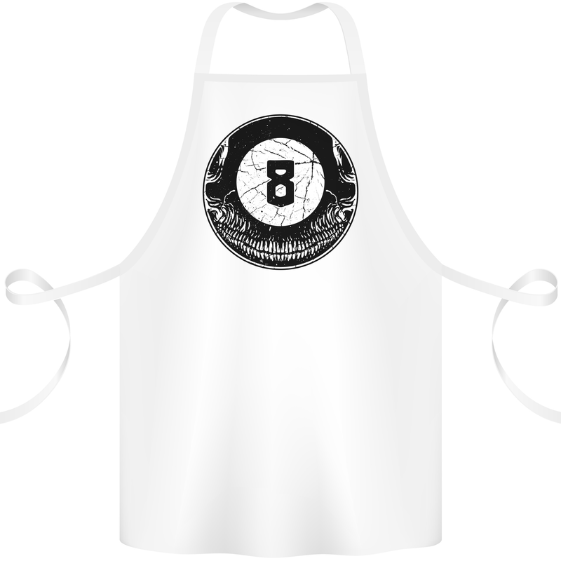 8-Ball Skull Pool Player 9-Ball Cotton Apron 100% Organic White