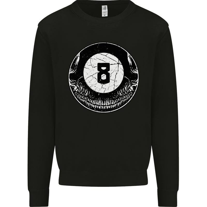 8-Ball Skull Pool Player 9-Ball Kids Sweatshirt Jumper Black