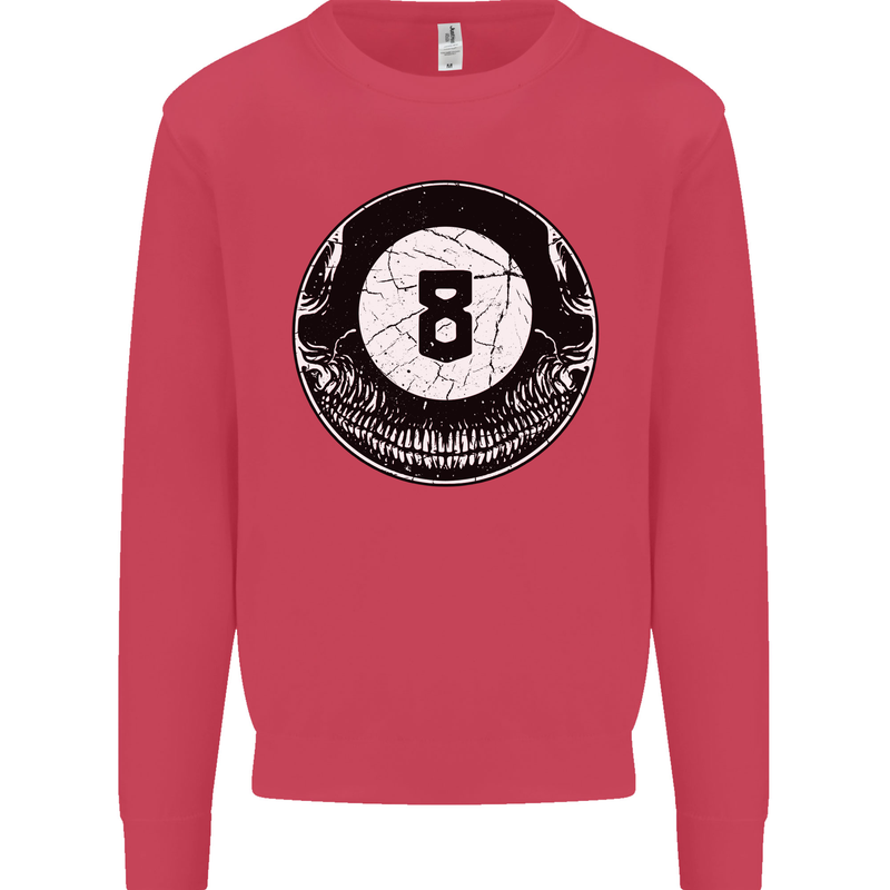 8-Ball Skull Pool Player 9-Ball Kids Sweatshirt Jumper Heliconia