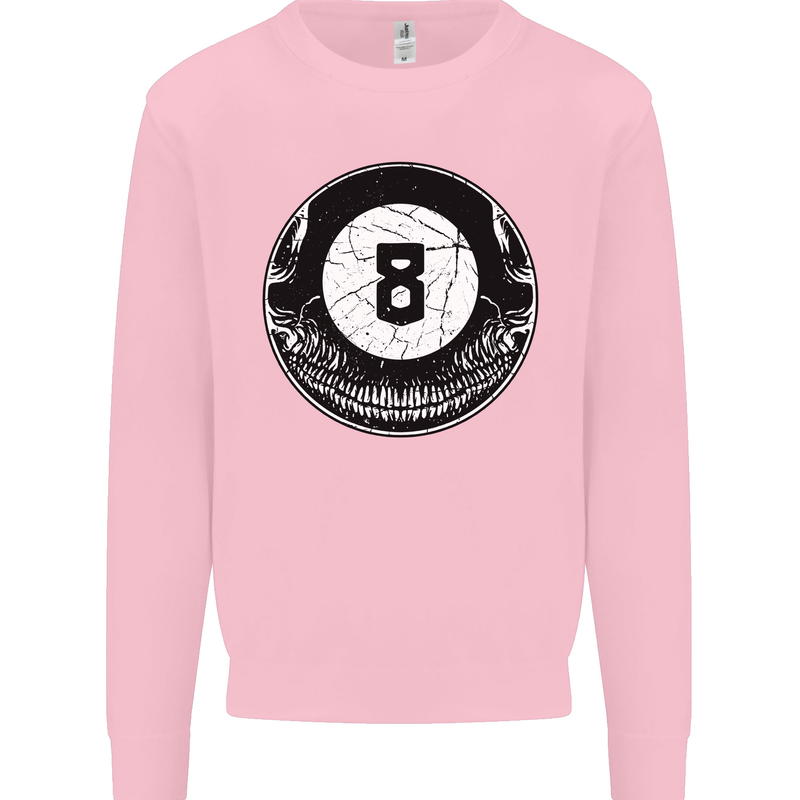 8-Ball Skull Pool Player 9-Ball Kids Sweatshirt Jumper Light Pink
