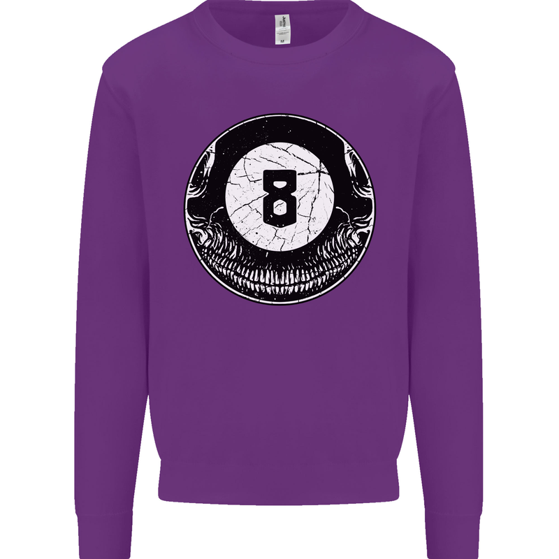 8-Ball Skull Pool Player 9-Ball Kids Sweatshirt Jumper Purple