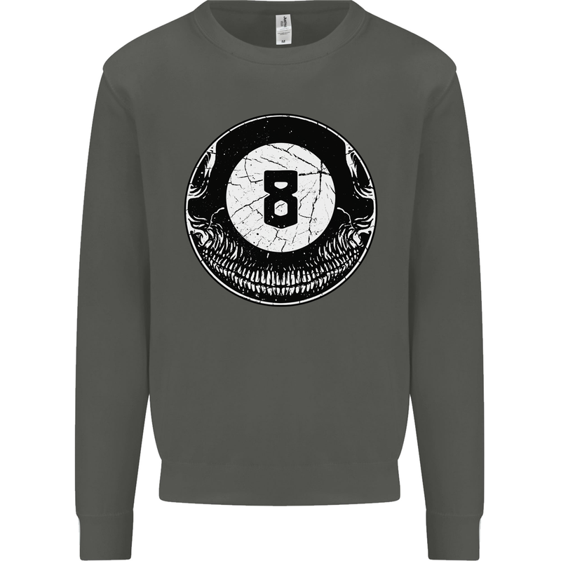 8-Ball Skull Pool Player 9-Ball Kids Sweatshirt Jumper Storm Grey