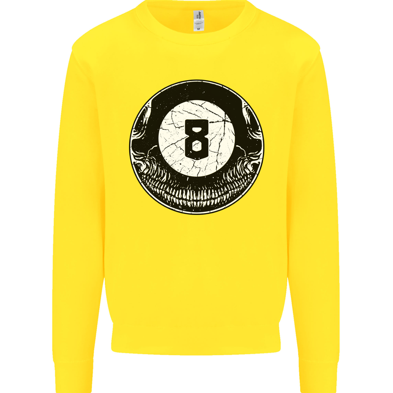 8-Ball Skull Pool Player 9-Ball Kids Sweatshirt Jumper Yellow