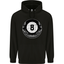 8-Ball Skull Pool Player 9-Ball Mens 80% Cotton Hoodie Black