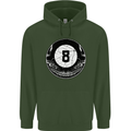 8-Ball Skull Pool Player 9-Ball Mens 80% Cotton Hoodie Forest Green