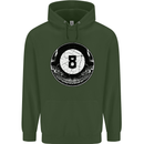 8-Ball Skull Pool Player 9-Ball Mens 80% Cotton Hoodie Forest Green