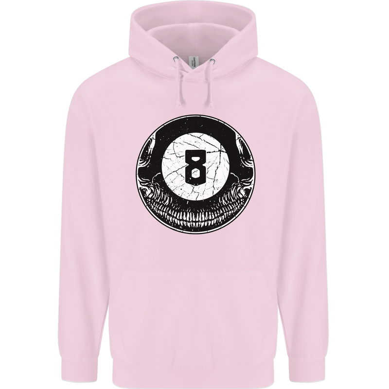 8-Ball Skull Pool Player 9-Ball Mens 80% Cotton Hoodie Light Pink