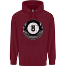 8-Ball Skull Pool Player 9-Ball Mens 80% Cotton Hoodie Maroon