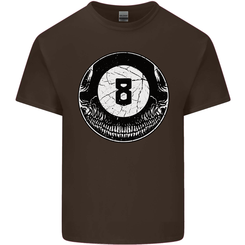 8-Ball Skull Pool Player 9-Ball Mens Cotton T-Shirt Tee Top Dark Chocolate