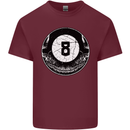 8-Ball Skull Pool Player 9-Ball Mens Cotton T-Shirt Tee Top Maroon
