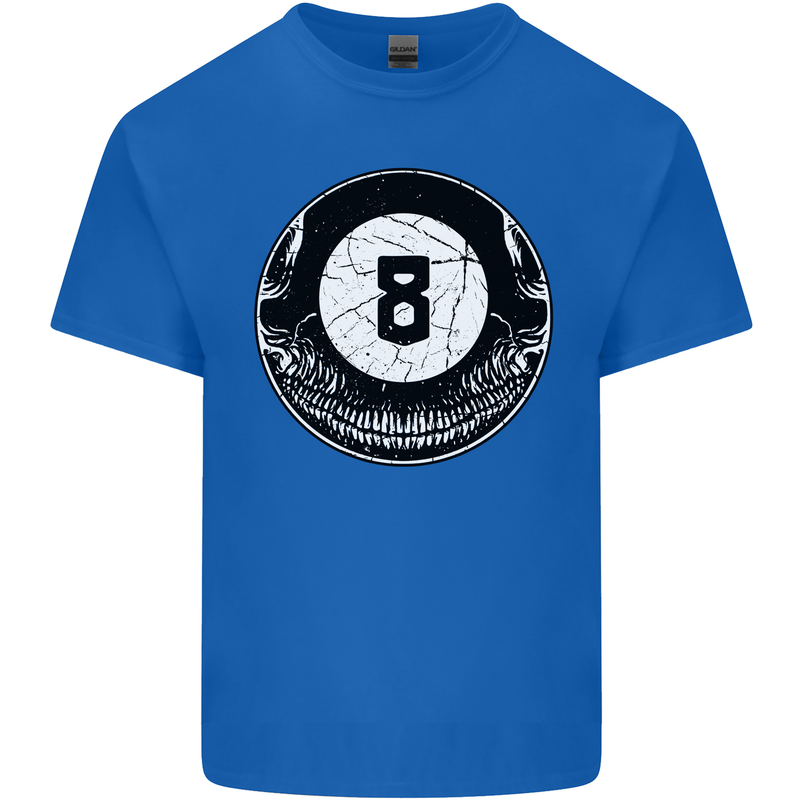 8-Ball Skull Pool Player 9-Ball Mens Cotton T-Shirt Tee Top Royal Blue