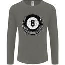 8-Ball Skull Pool Player 9-Ball Mens Long Sleeve T-Shirt Charcoal